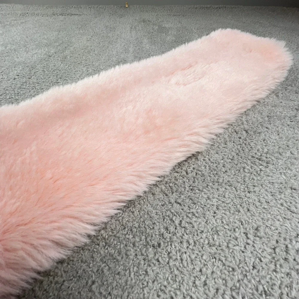 Cashmere Pink 100%‎ Virgin Wool Plush Faux Fur Scarf 34x5 Sky Elegant Luxury